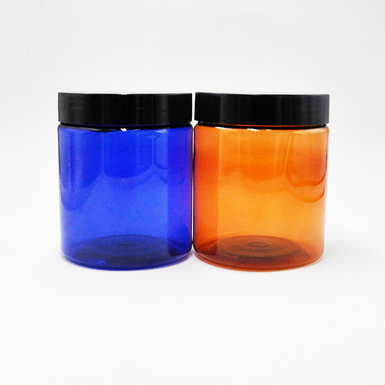 Amber pet plastic jars with gold lid for skin care cream