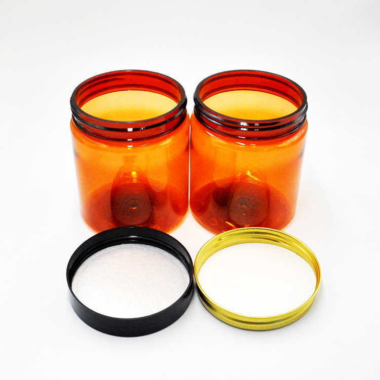 Amber pet plastic jars with gold lid for skin care cream