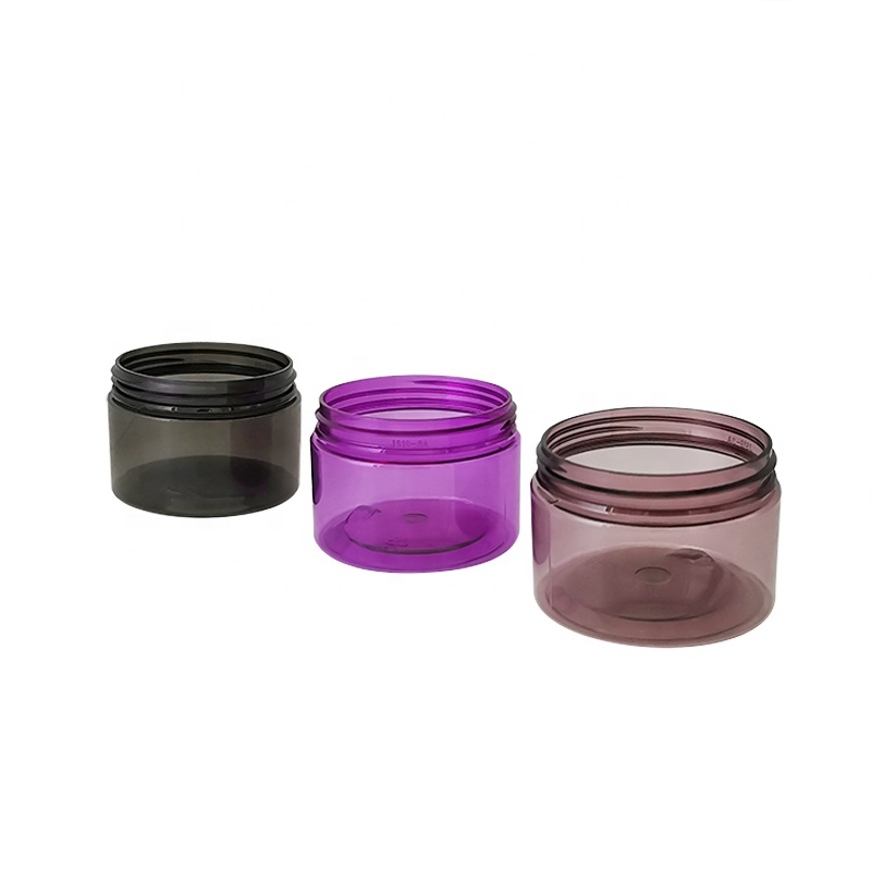 Amber purple black translucent color empty 100ml 120ml 150ml 200ml 250ml 300ml PET cosmetic plastic cream jar with white cap