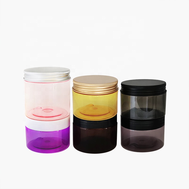 Amber purple black translucent color empty 100ml 120ml 150ml 200ml 250ml 300ml PET cosmetic plastic cream jar with white cap