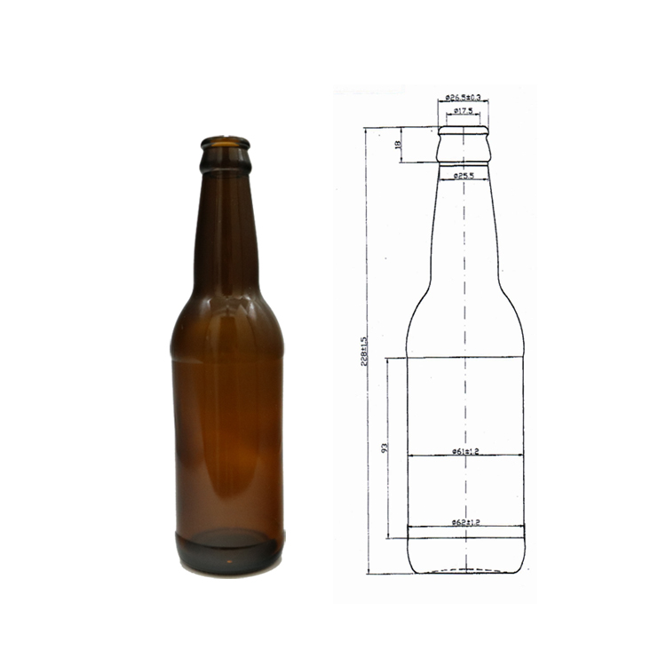 Amber routine high-quality small portable hot sale empty 330ml glass bottle for craft beer