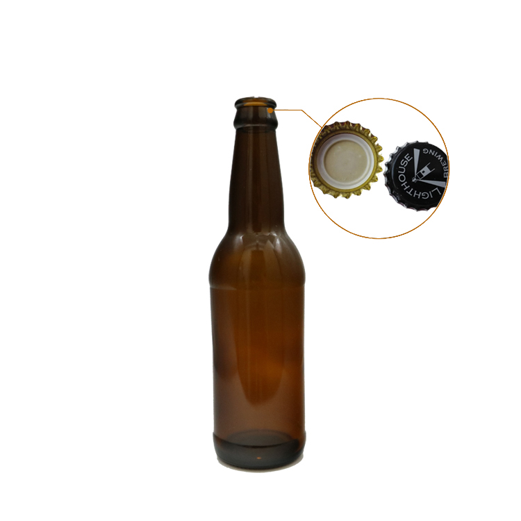 Amber routine high-quality small portable hot sale empty 330ml glass bottle for craft beer