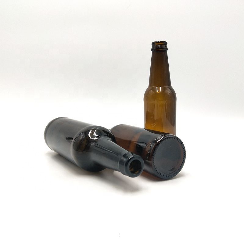 Amber stubby beer bottle 250ml beer bottle crown cap