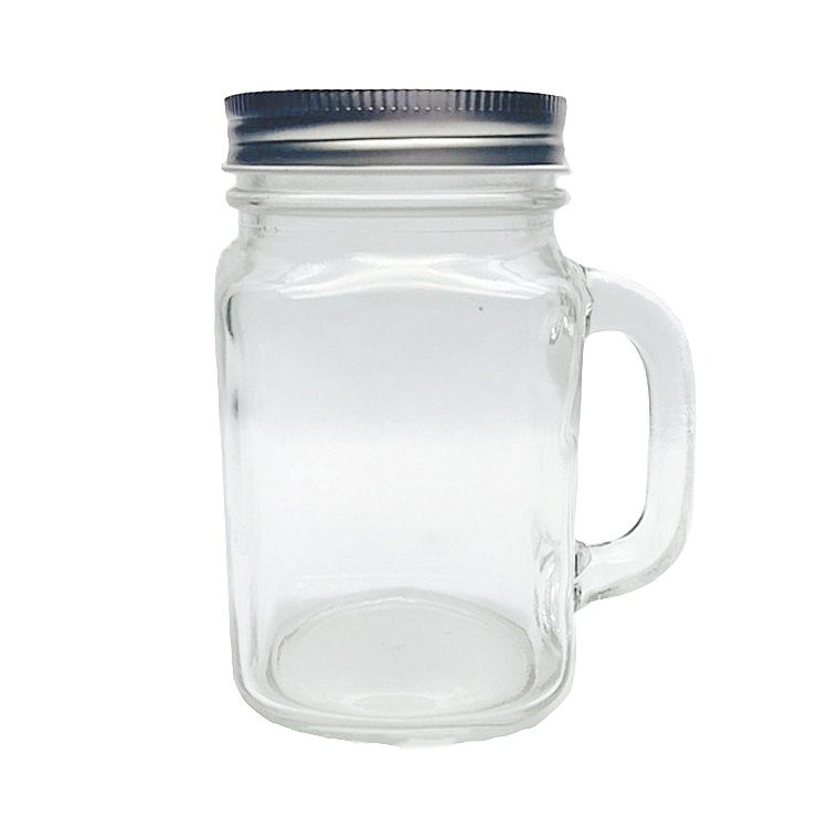 American style glass mason jars with handle and straw glass jar airtight