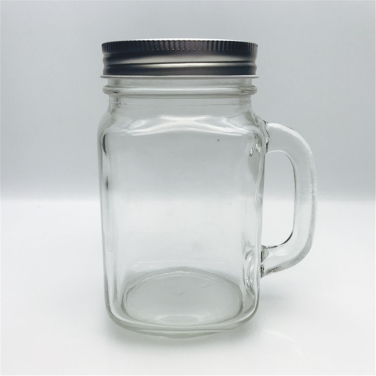 American style glass mason jars with handle and straw glass jar airtight