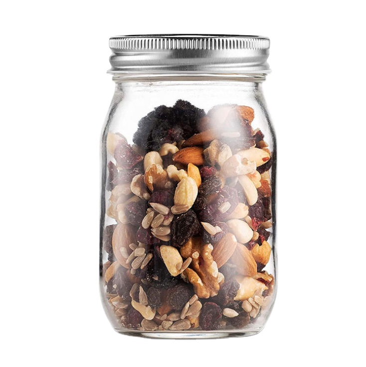 American style mason jars 16 oz wide mouth glass metal lid sealed juice beverage bottle glass