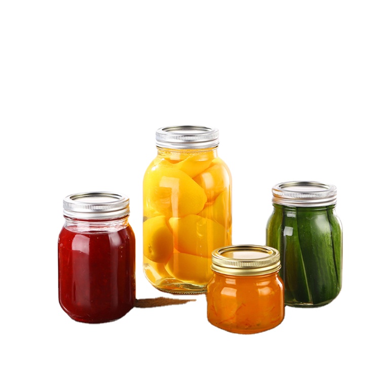 American style mason jars 16 oz wide mouth glass metal lid sealed juice beverage bottle glass