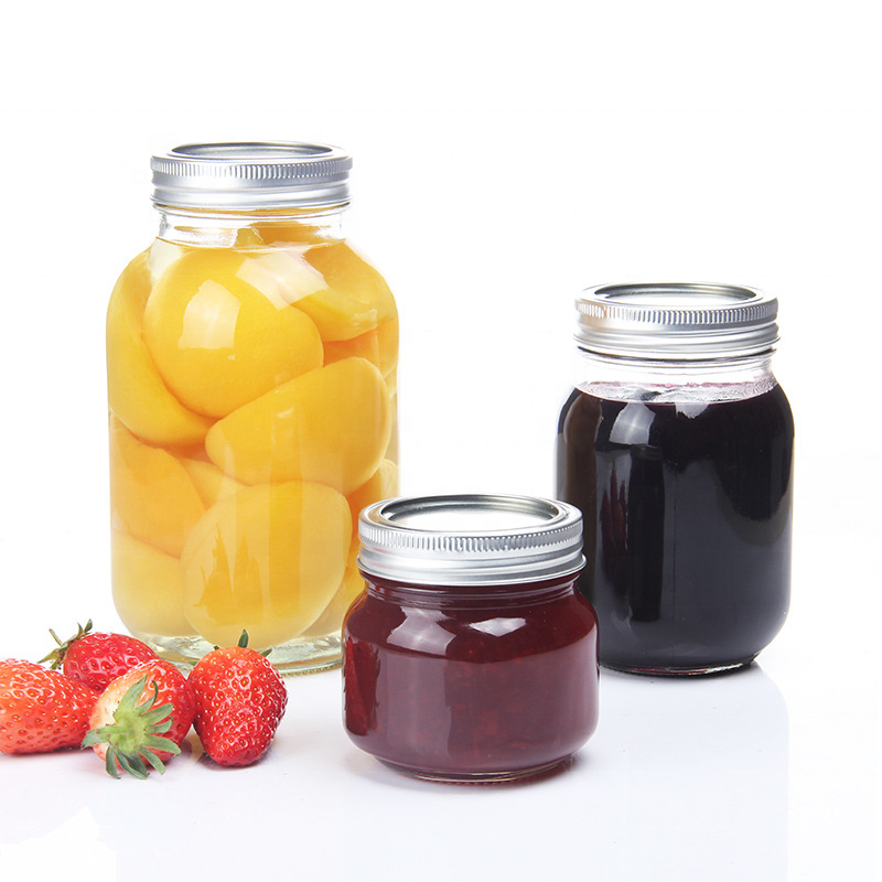 American style mason jars 16 oz wide mouth glass metal lid sealed juice beverage bottle glass