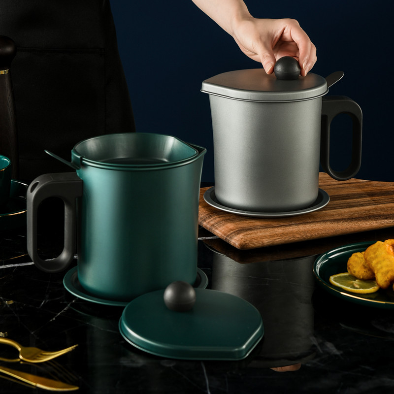 Amozon Best Selling Oil Storage Grease Keeper Grease Strainer Cooking Filter Oil Pot with Mesh and Lid