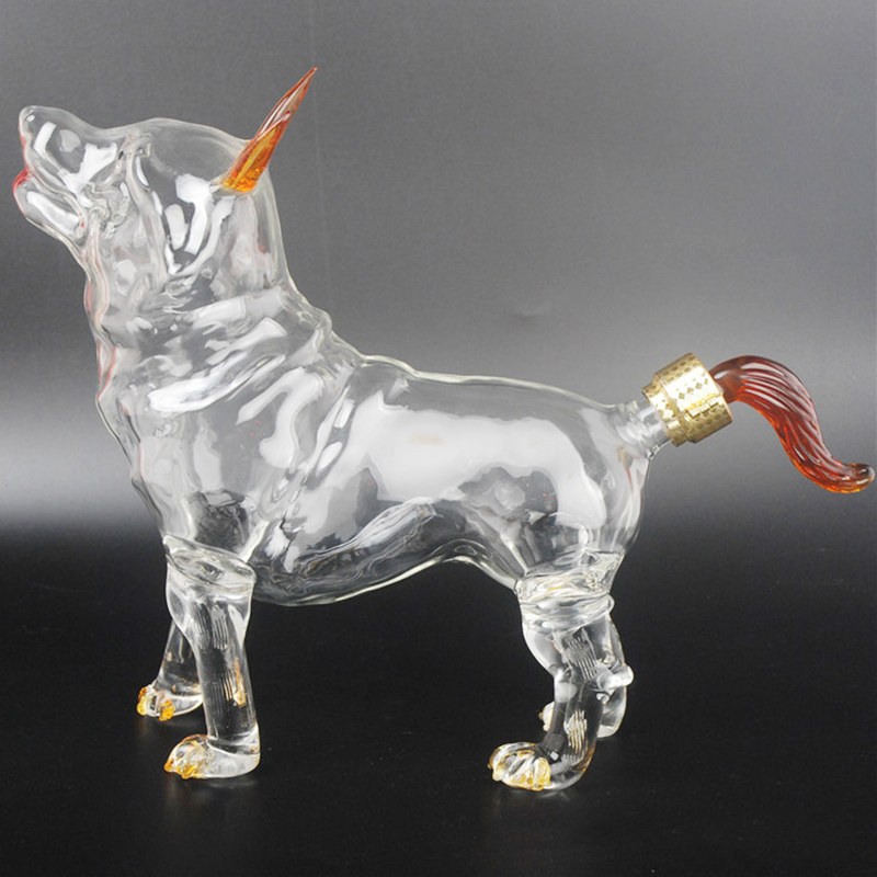 Animal Decanters Large 35-Oz Shepherd Dog Glass Wine Bottle Figurine Lead Free Mouth Blown Liquor Decanter For Bourbon Whiskey
