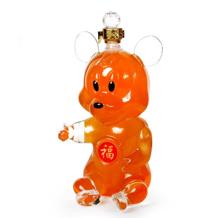 Animal Vodka Whiskey Glass Art Bottle Customize Glass Unique Dragon Shape Liquor Bottle