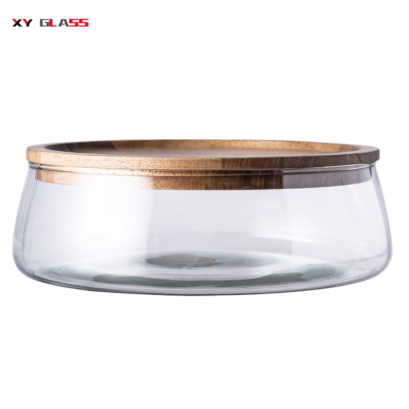 Antique design storage recycled cooking with bamboo lid tray glass peaberry jar