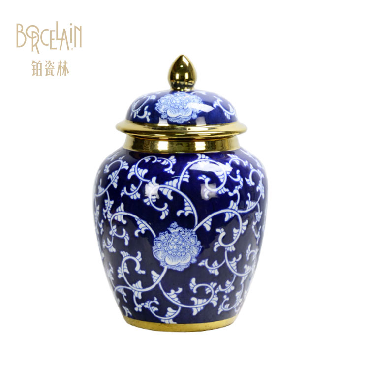 Antique luxury wholesale blue and white decorative ceramic ginger jars