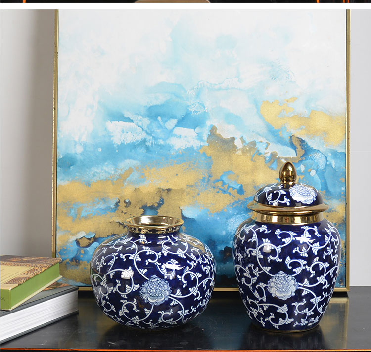 Antique luxury wholesale blue and white decorative ceramic ginger jars
