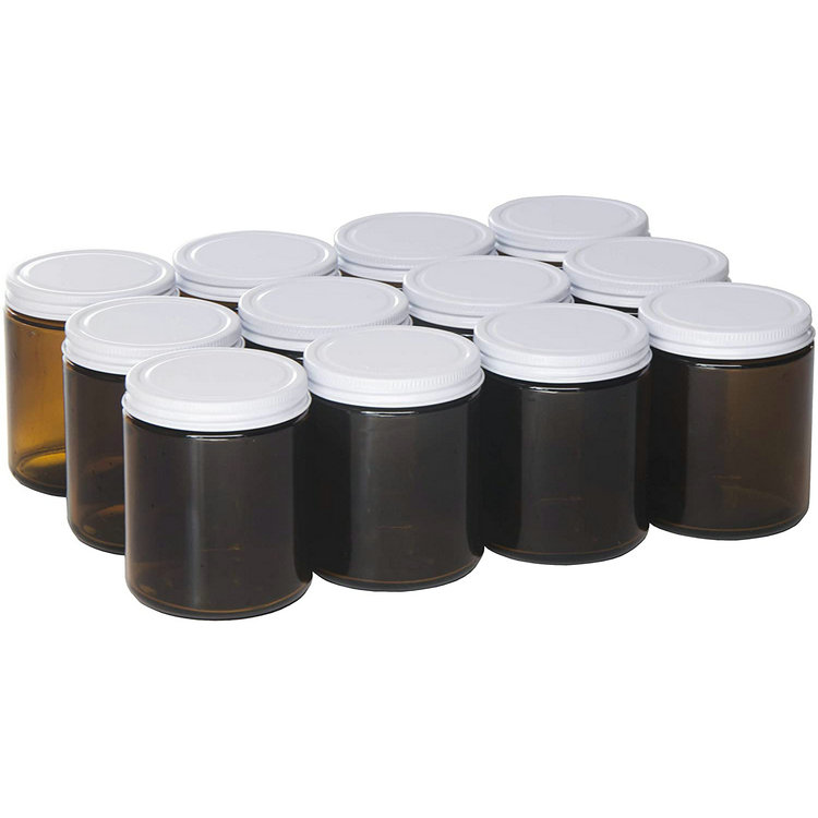 Apothecary Glass Candle Jars Holder with Silver Black Gold Tinplate Lids