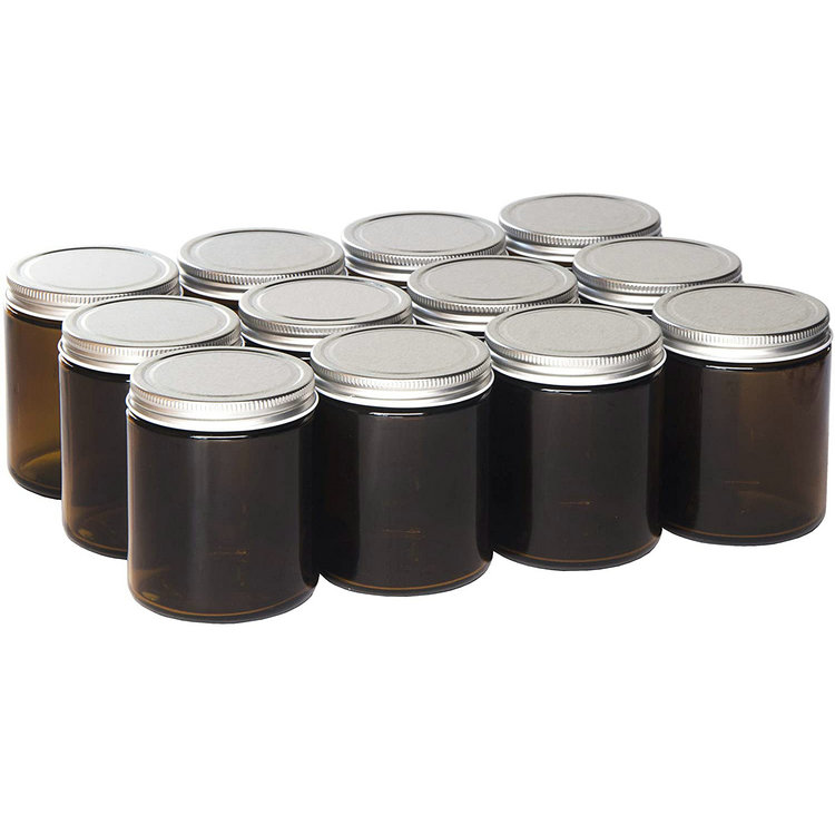 Apothecary Glass Candle Jars Holder with Silver Black Gold Tinplate Lids