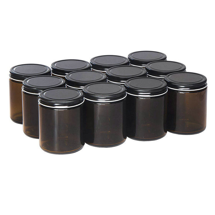 Apothecary Glass Candle Jars Holder with Silver Black Gold Tinplate Lids