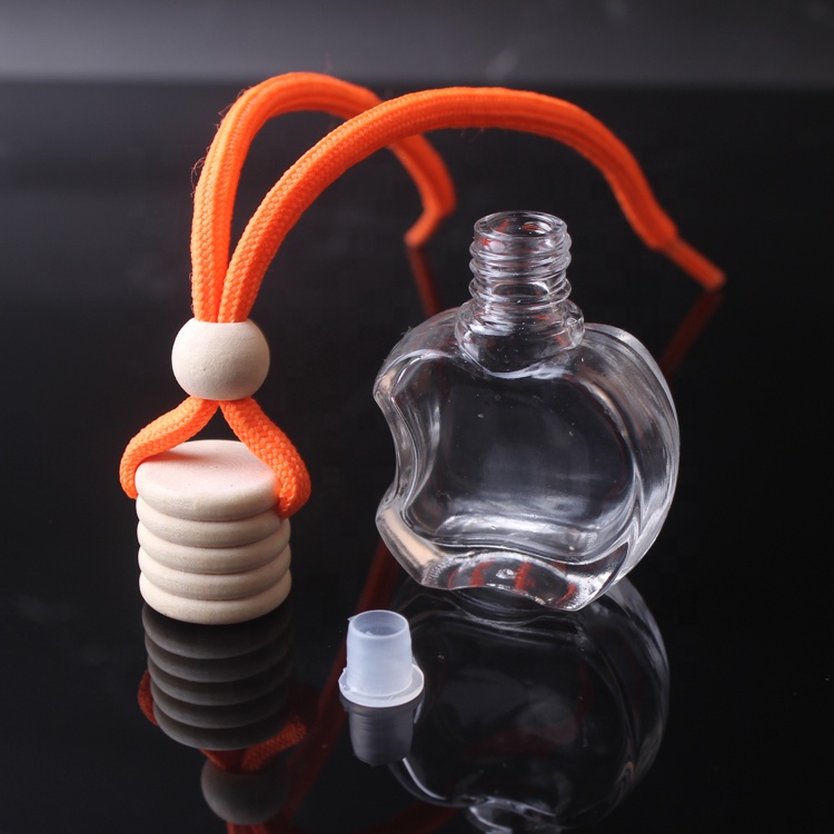 Apple shaped empty glass perfume clear bottle car hanging automotive aromatherapy parfum bottles