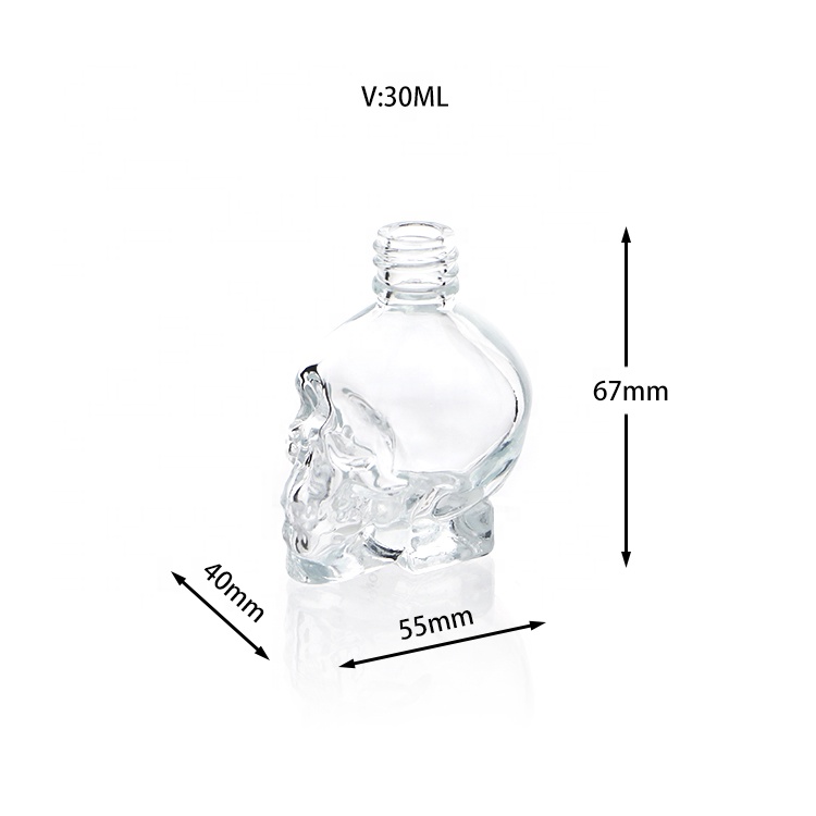 Arabic Refillable Spray Skull Shape Empty Glass Oil Perfume Bottles 30ml