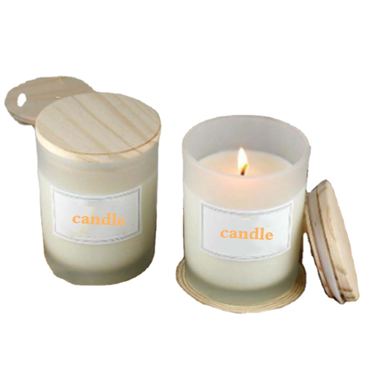Aromatherapy Empty Glass Candle Jars with Wooden Tins Glass Holders Containers for Candle Wax 150ml