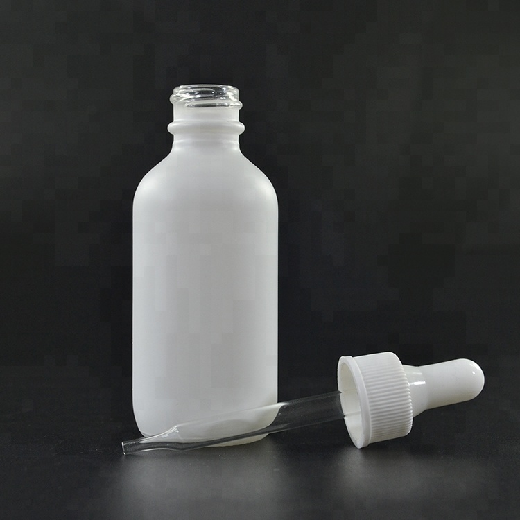 Aromatherapy Essential oil Boston Round 30ml 60ml 120ml frosted white black Glass dropper bottle with screw dropper cap