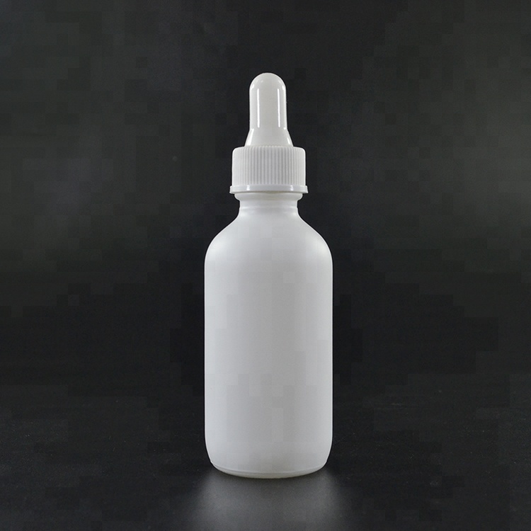 Aromatherapy Essential oil Boston Round 30ml 60ml 120ml frosted white black Glass dropper bottle with screw dropper cap