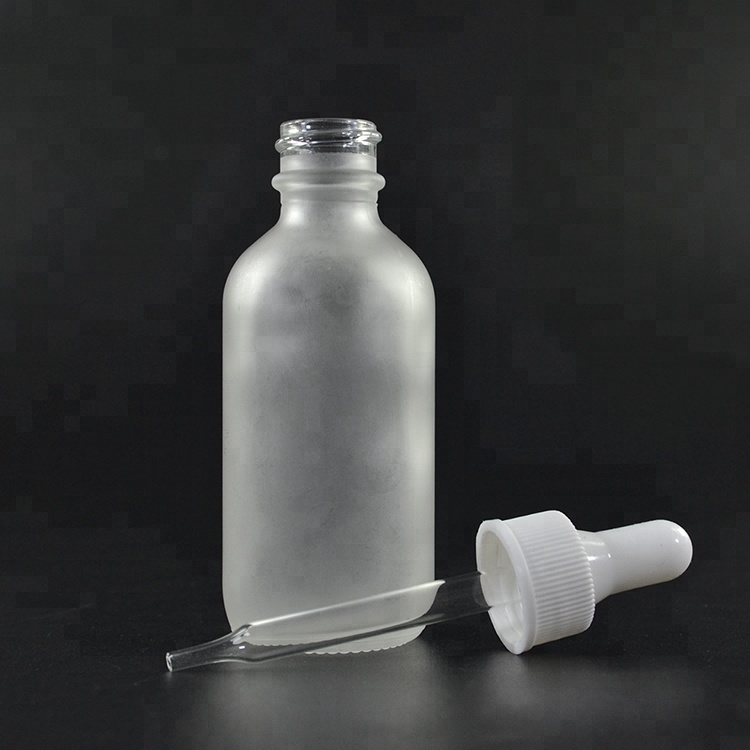 Aromatherapy Essential oil Boston Round 30ml 60ml 120ml frosted white black Glass dropper bottle with screw dropper cap