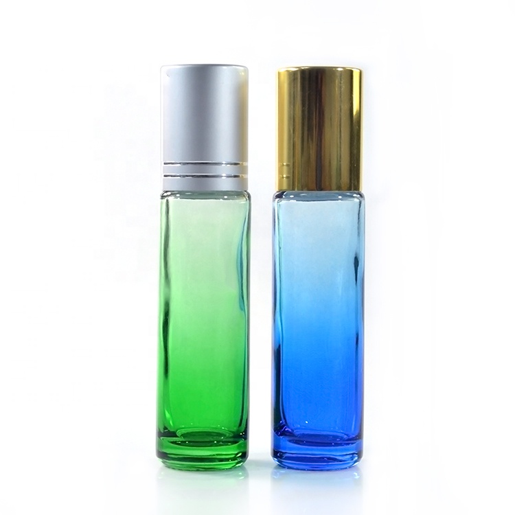 Aromatherapy Refillable Essential Oil 10ml Gradient blue green glass Roller Bottles