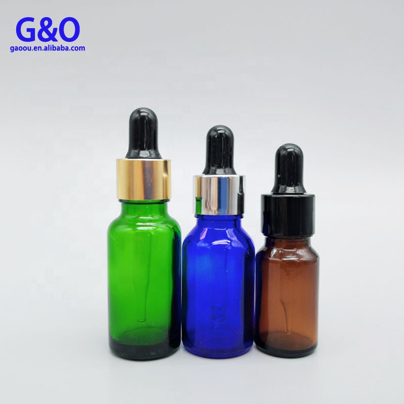Aromatherapy oil bottle 10 ml glass dropper vial amber with gold caps