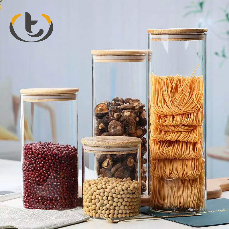 Assured products glass tea jar unique with lid 1kg glass jar