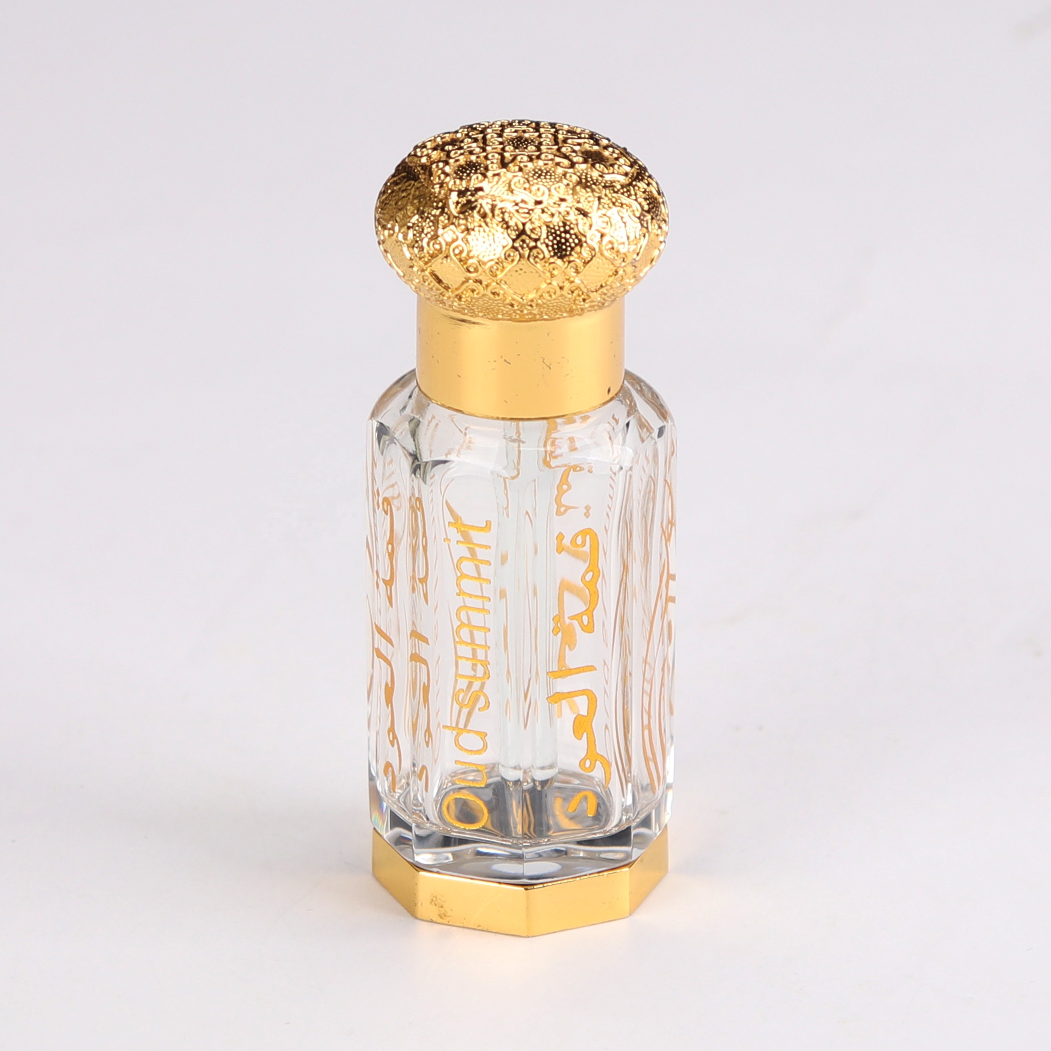 Attar Custom Gold Engraving 3ml 6ml 12ml Crystal Glass Perfume bottles with gold cap