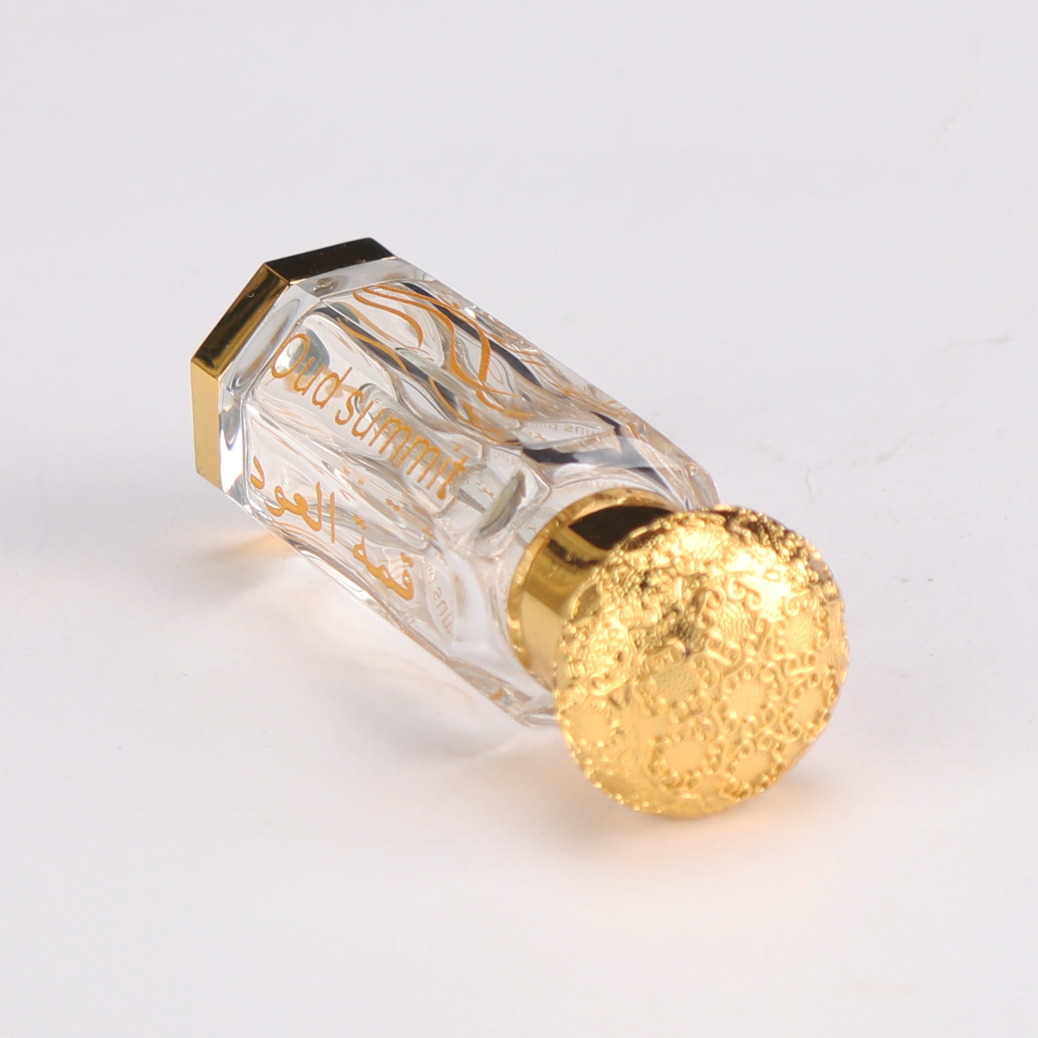 Attar Custom Gold Engraving 3ml 6ml 12ml Crystal Glass Perfume bottles with gold cap