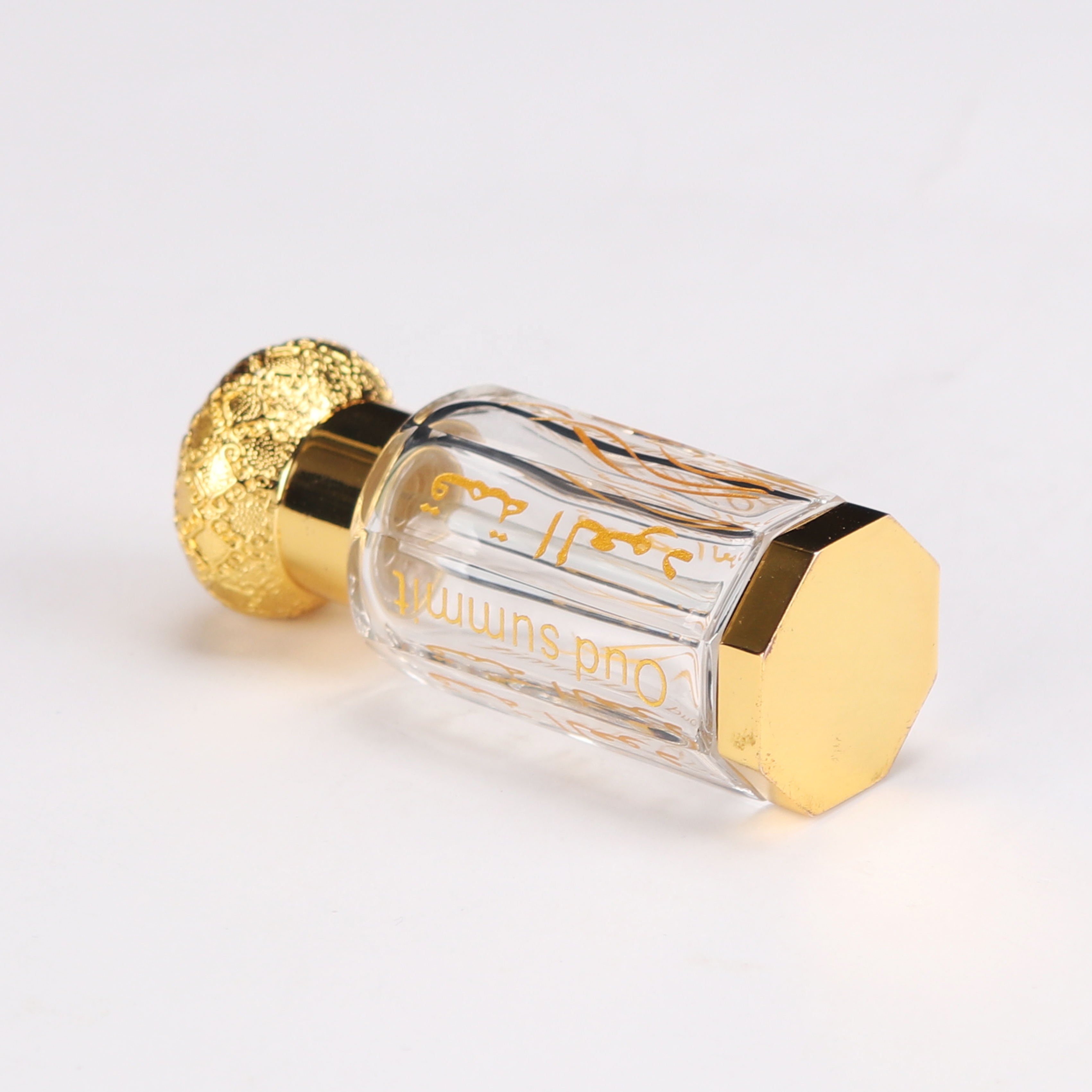 Attar Custom Gold Engraving 3ml 6ml 12ml Crystal Glass Perfume bottles with gold cap