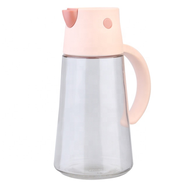 Auto Flip vinegar bottles glass condiment bottles with Non-Slip Handle for Kitchen Cooking