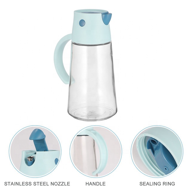 Auto Flip vinegar bottles glass condiment bottles with Non-Slip Handle for Kitchen Cooking