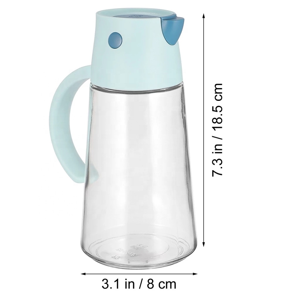 Auto Flip vinegar bottles glass condiment bottles with Non-Slip Handle for Kitchen Cooking