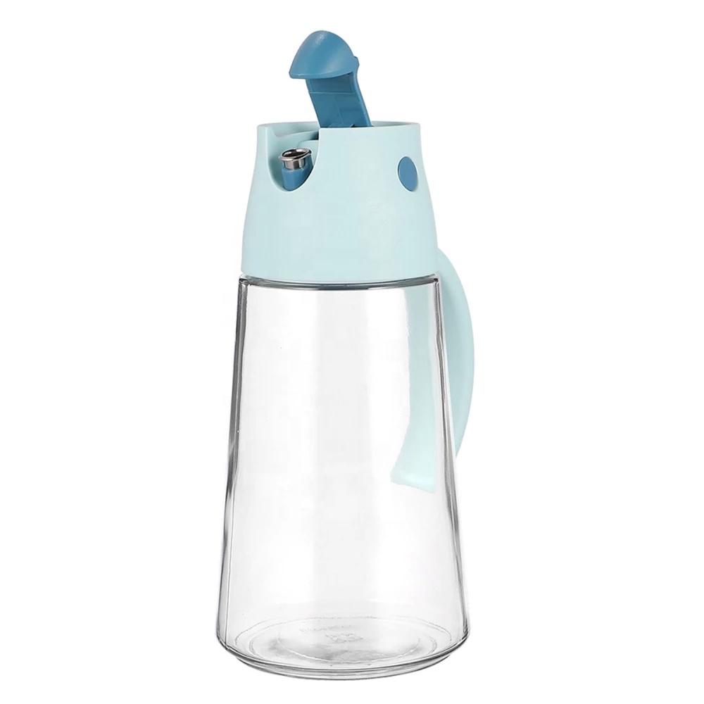 Auto Flip vinegar bottles glass condiment bottles with Non-Slip Handle for Kitchen Cooking