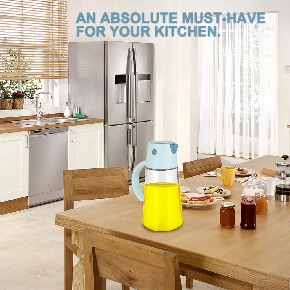 Auto Flip vinegar bottles glass condiment bottles with Non-Slip Handle for Kitchen Cooking