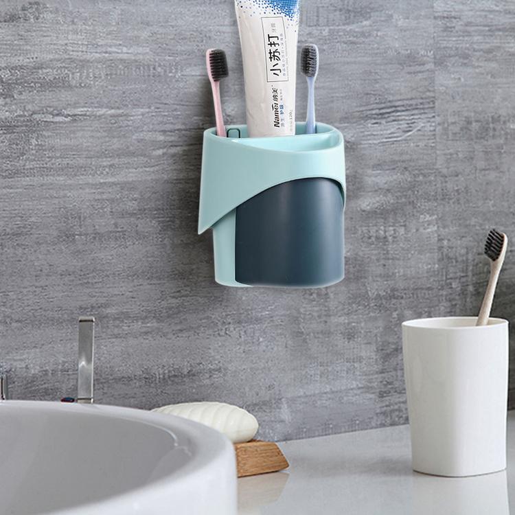 Automatic toothpaste squeezing device set free punching wall hanging cup toothbrush rack bathroom products