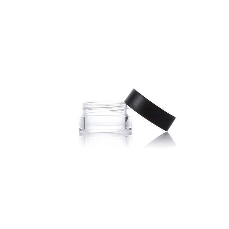 Available luxury PS 5ML Tiny Plastic Transparent Cosmetic Jars with matt finish cap