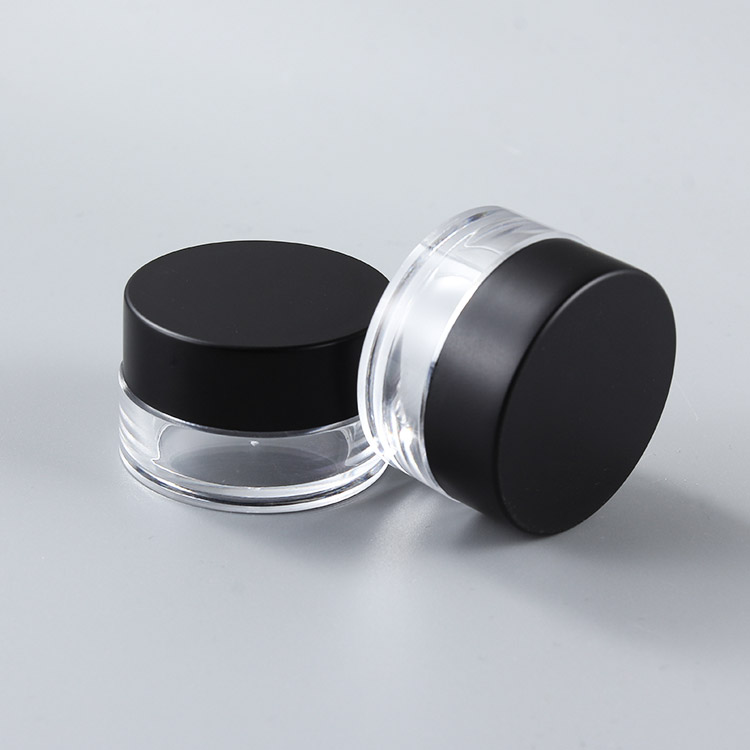 Available luxury PS 5ML Tiny Plastic Transparent Cosmetic Jars with matt finish cap