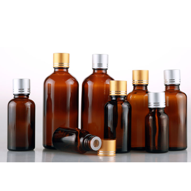 Avertan 10ml 15ml30ml 50ml 100l Amber Essential Oil bottle with sealing cover apothecary jar with metal cap