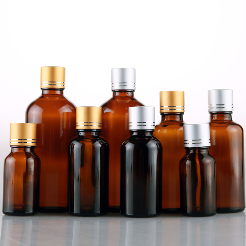 Avertan 10ml 15ml30ml 50ml 100l Amber Essential Oil bottle with sealing cover apothecary jar with metal cap