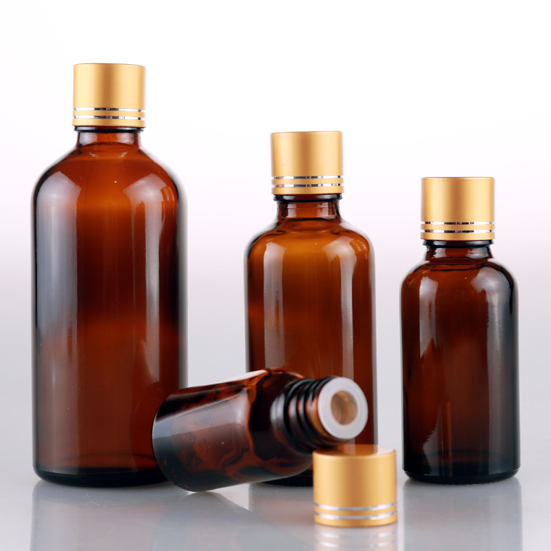 Avertan 10ml 15ml30ml 50ml 100l Amber Essential Oil bottle with sealing cover apothecary jar with metal cap