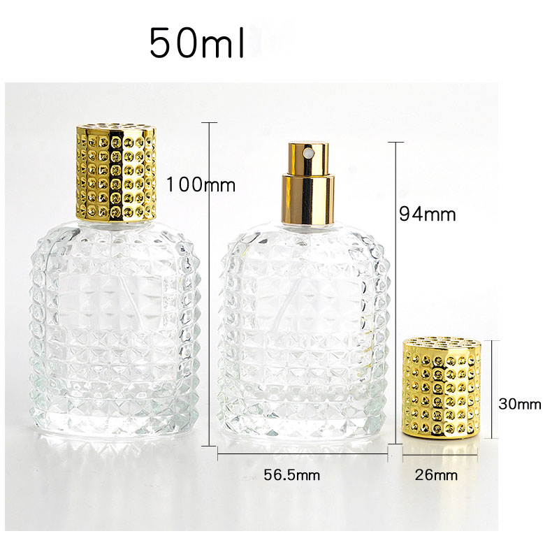 Avertan Xuzhou 30ml 50ml Empty Atomizer Bottle 50ml Refillable Clear Glass Spray Perfume Bottle with Non-slip surface