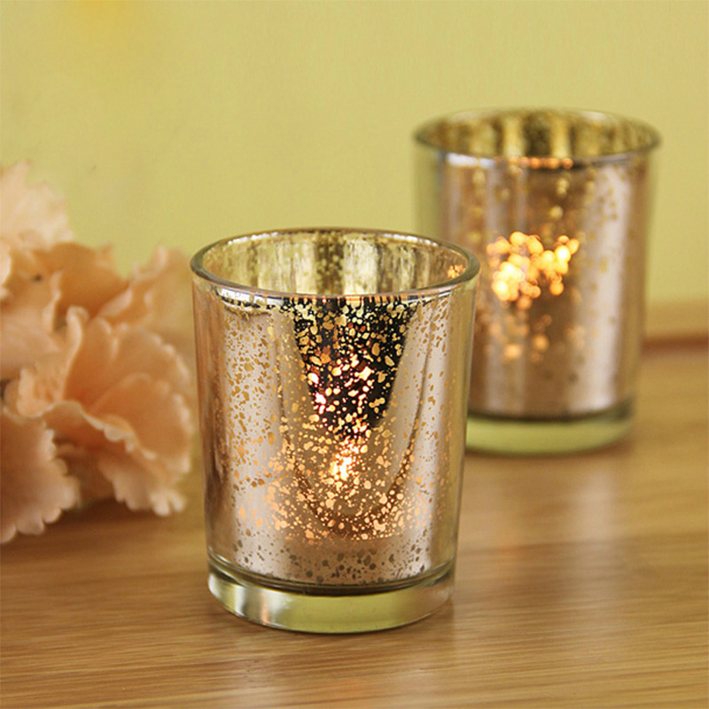 Avertan Xuzhu wholesale 30ml Christmas Multi size custom color Gold/silver mercury speckled pillar Glass Candle jar
