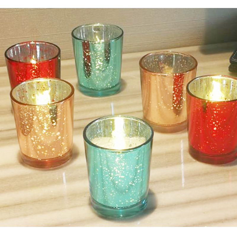 Avertan Xuzhu wholesale 30ml Christmas Multi size custom color Gold/silver mercury speckled pillar Glass Candle jar
