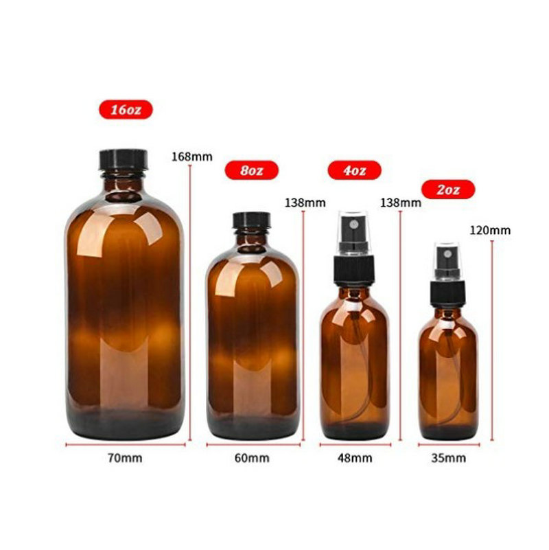 Avertan amber frosted 8oz 250ml 300ml 500ml pet round glass boston bottle with lid for shampoo