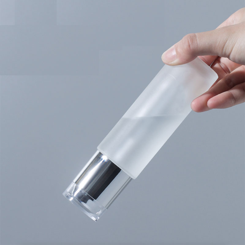 Avertan popular frosted logo print square shaped 30ml foundation glass bottle with lotion pump