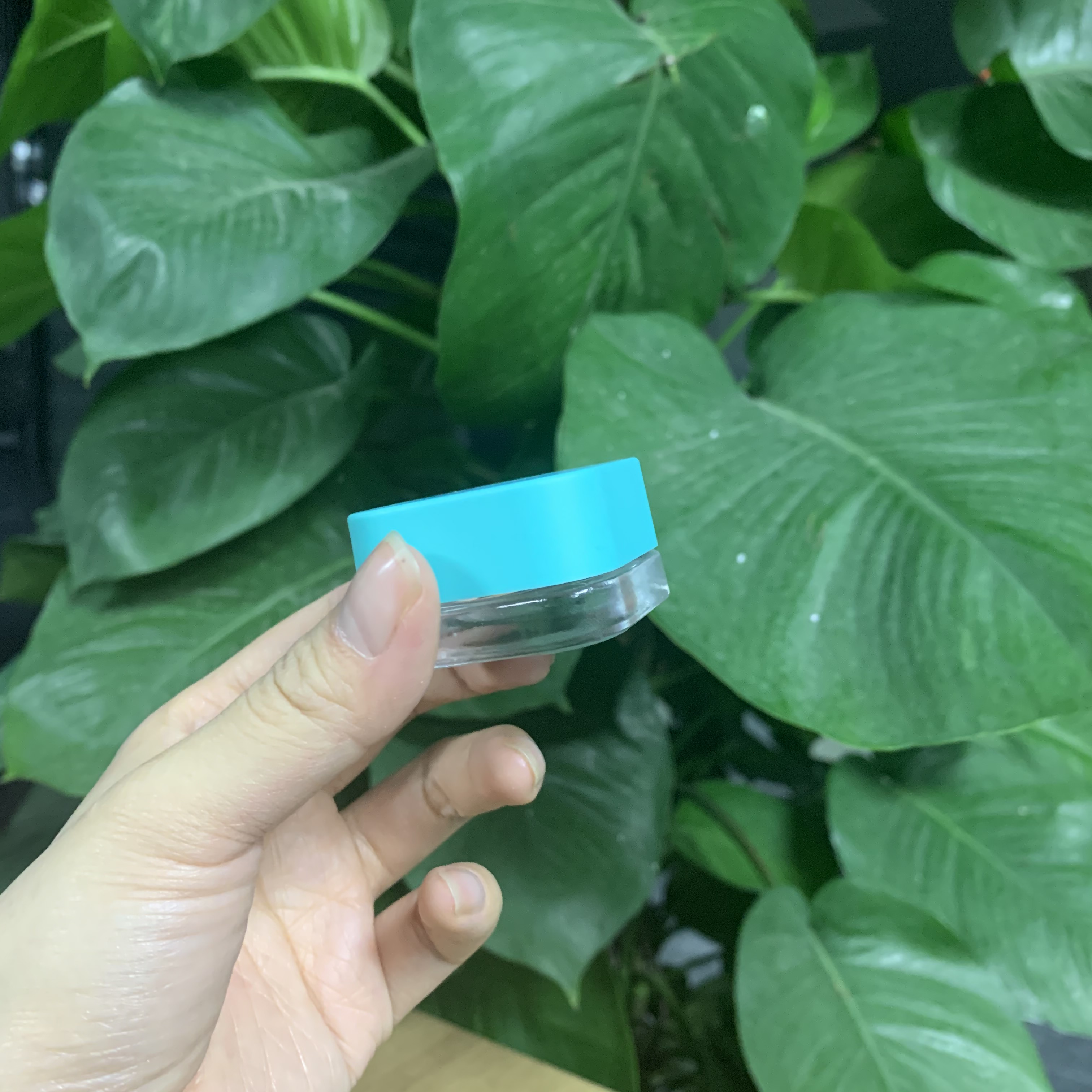 B Child Proof Lid 5mL Square Premium Glass Concentrate Jar Child Safe - Opaque or Clear